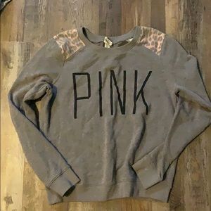 Gray pink Victoria’s Secret sweatshirt leopard